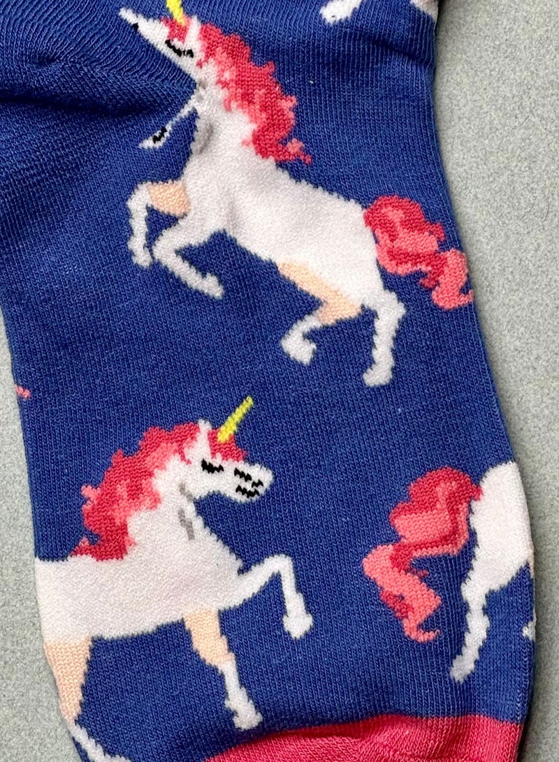 The Socks Hype 2 Pairs Unicorn Pattern Soft Cotton Socks for Men Women | Unicorn Pattern Cute Cartoon Crew Socks | Colorful Cotton Blend Casual Ankle Dress Socks - Image 3