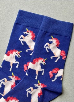 The Socks Hype 2 Pairs Unicorn Pattern Soft Cotton Socks for Men Women | Unicorn Pattern Cute Cartoon Crew Socks | Colorful Cotton Blend Casual Ankle Dress Socks  - Image 4