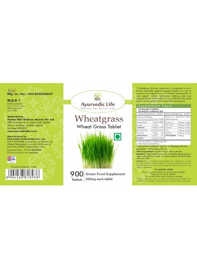 AL Ayurvedic Life Wheatgrass tablets Superfood - 900 tablets Value Pack of 5 - Image 2