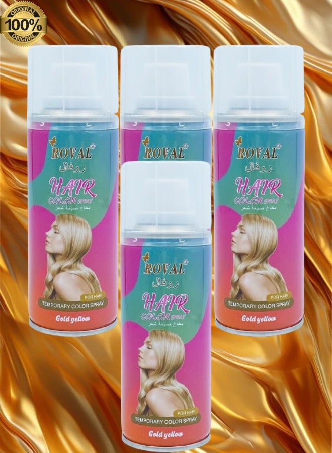 روفال 4 قطع روفال بخاخ صبغة شعر المؤقتة باللون الذهبي الأصفر - Image 1