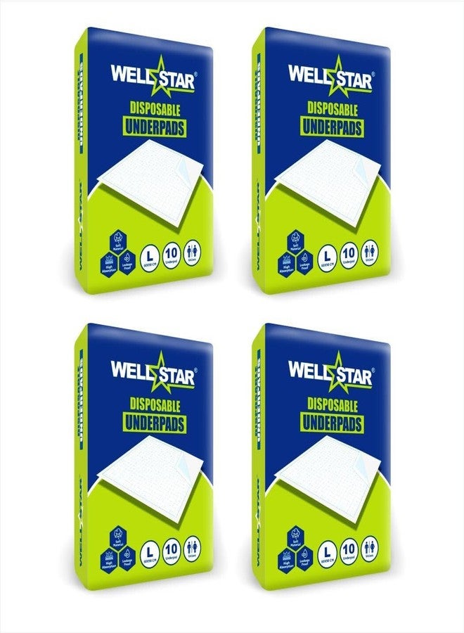 WELLSTAR فوط صحية للاستخدام مرة واحدة من ويلستار، مصنوعة من بوليمر فائق الامتصاص | 60 × 90 سم مع مناديل مبللة كبيرة (20 وحدة) - Image 2