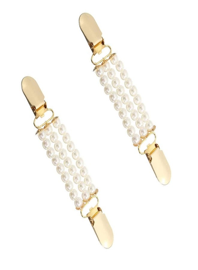 LIUHUIZEYU Vintage Sweater Clips,LIUHUIZEYU Retro Cardigan Clips,Rhinestone Pearl Shawl Clip,Collar Clip,Back Cinch Clips,Dress Shawl Clip Sweaters Connection Brooches for Women Girls Clothing Decoration(2Pcs) - Image 1