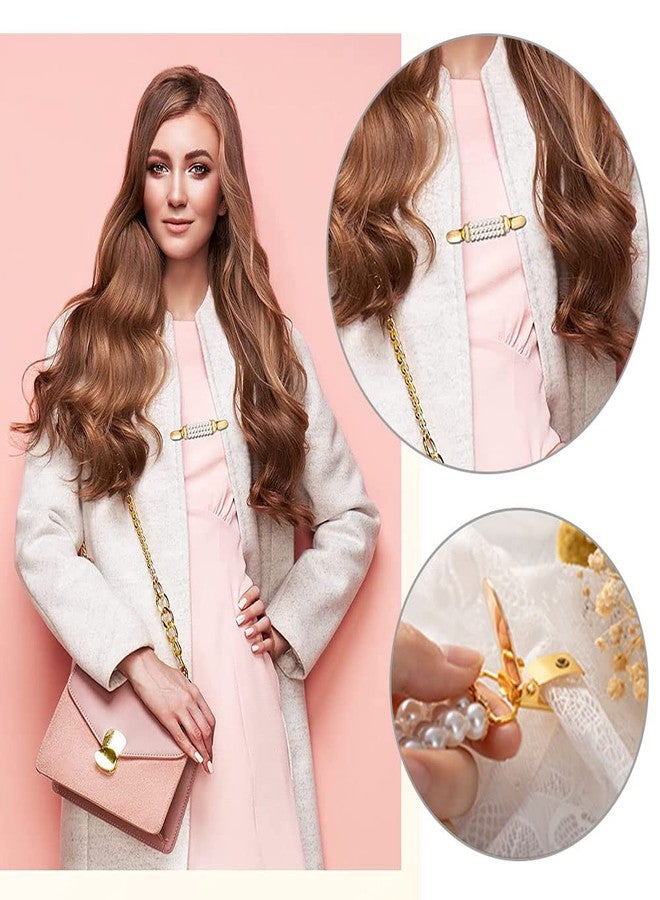 LIUHUIZEYU Vintage Sweater Clips,LIUHUIZEYU Retro Cardigan Clips,Rhinestone Pearl Shawl Clip,Collar Clip,Back Cinch Clips,Dress Shawl Clip Sweaters Connection Brooches for Women Girls Clothing Decoration(2Pcs) - Image 4