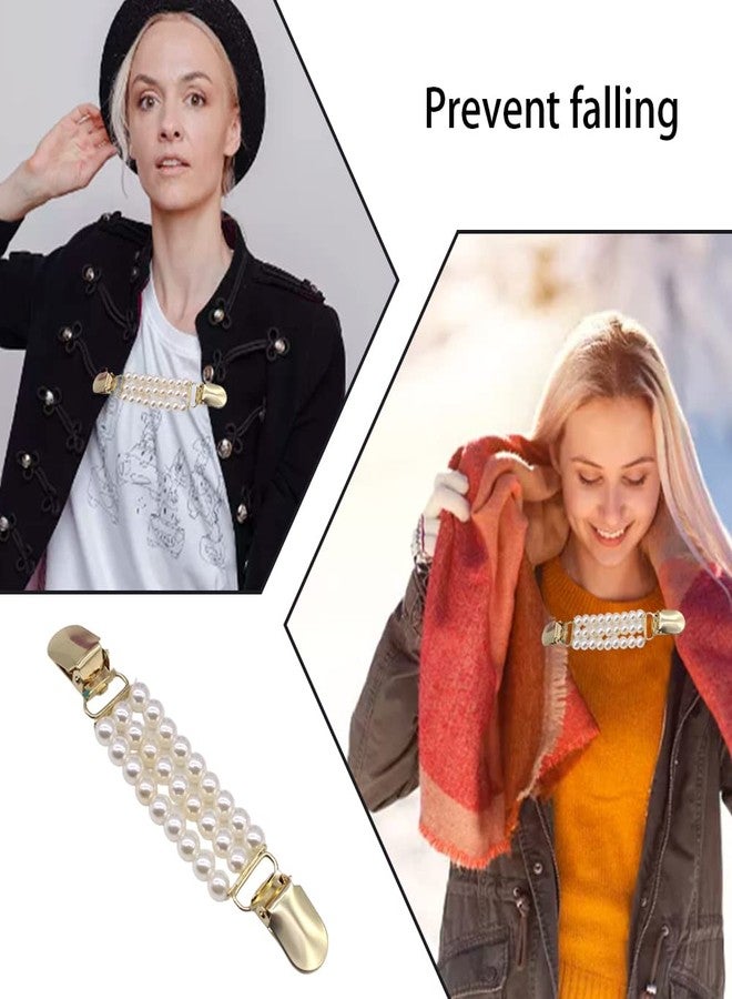 LIUHUIZEYU Vintage Sweater Clips,LIUHUIZEYU Retro Cardigan Clips,Rhinestone Pearl Shawl Clip,Collar Clip,Back Cinch Clips,Dress Shawl Clip Sweaters Connection Brooches for Women Girls Clothing Decoration(2Pcs) - Image 3