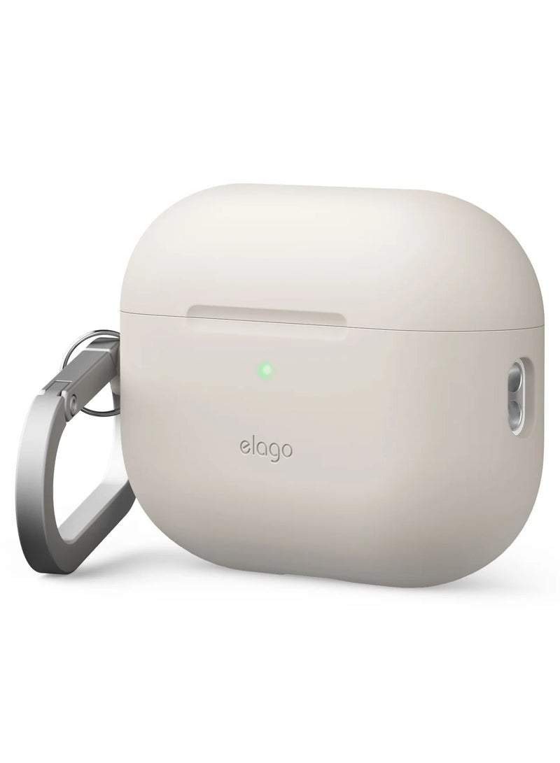 Elago Silicone Hang designed for Airpods Pro 3 [3rd Generation] Secure Fit Case Cover with Carabiner - Stone