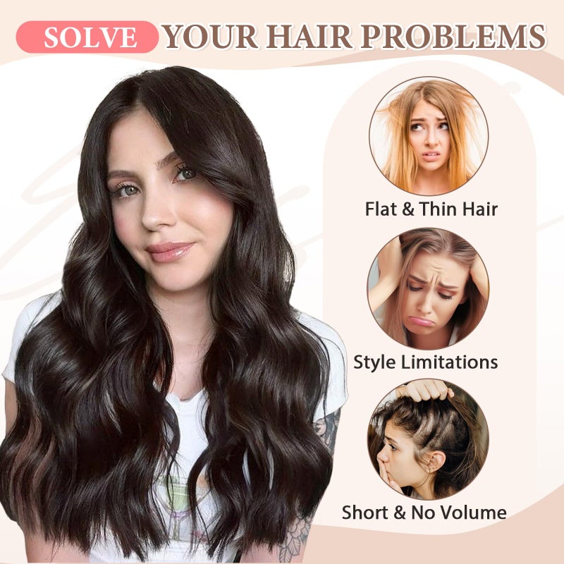 Fliace Clip in Hair Extensions for Women Dark Brown Long Wavy Hair Extensions Clip Ins 6PCS 24 Inch Synthetic Soft and Natural Thick Hair Pieces for Women - Image 5