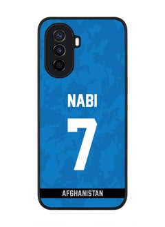 Rugged Black Edge Case for Huawei Nova Y70 , Slim fit Soft Case Flexible Rubber Edges Thin Cover - Player Name - Mohammad Nabi, Jersey Number- 7