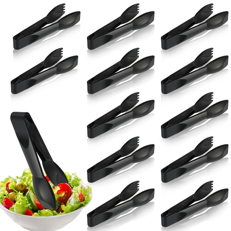 Patelai Patelai 6 Inch Utility Tong Plastic Serving Tongs Bulk Scalloped Serving Utensils Charcuterie Accessories Heavy Duty Tongs for Cooking Appetizers Food Catering Dinner PartyBlack12 Pcs 