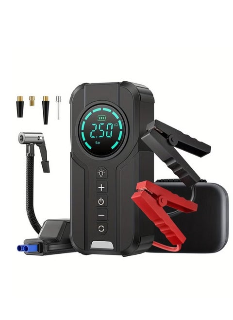 Jump Starter مع ضاغط هواء 1000A 12V 150PSI 29.6Wh بطارية السيارة Jump Starter 3.0L الغاز والديزل Smart Jumper مع شاشة عرض وإضاءة الطوارئ