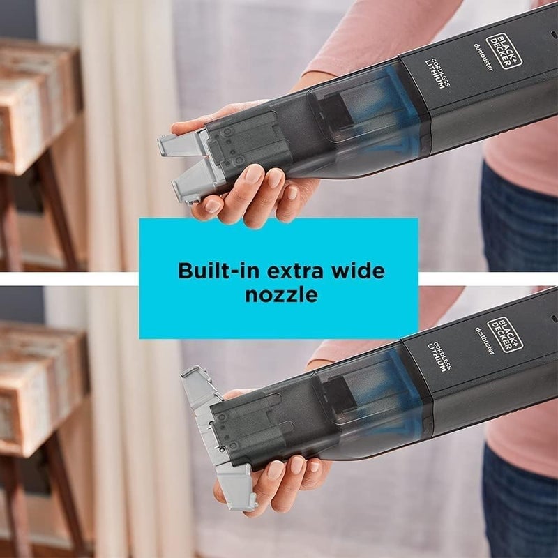 BLACK+DECKER cordless 12v handheld dustbuster vacuum, 22 air watts,14 mins runtime, ultra wide extendable nozzle, charging base with 2.0ah battery hlvc320b11-gb - Image 4