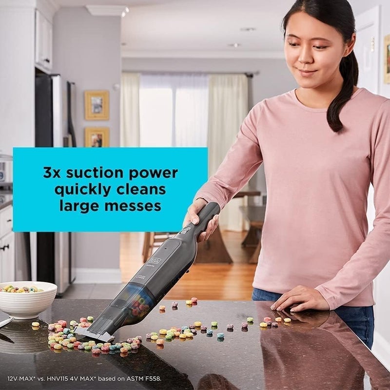 BLACK+DECKER cordless 12v handheld dustbuster vacuum, 22 air watts,14 mins runtime, ultra wide extendable nozzle, charging base with 2.0ah battery hlvc320b11-gb - Image 5
