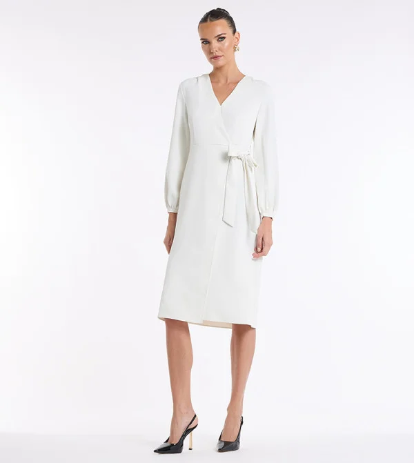 بي سي بي جي BCBG Long Sleeves Wrap Around Dress