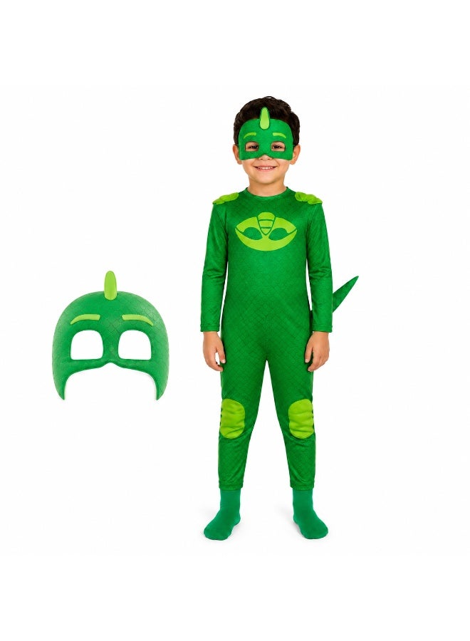 زي جيكو التنكري للأطفال من Joy Land – بدلة PJ Masks مع قناع – زي شخصيات كرتونية للحفلات والهالوين والتنكر - Image 1