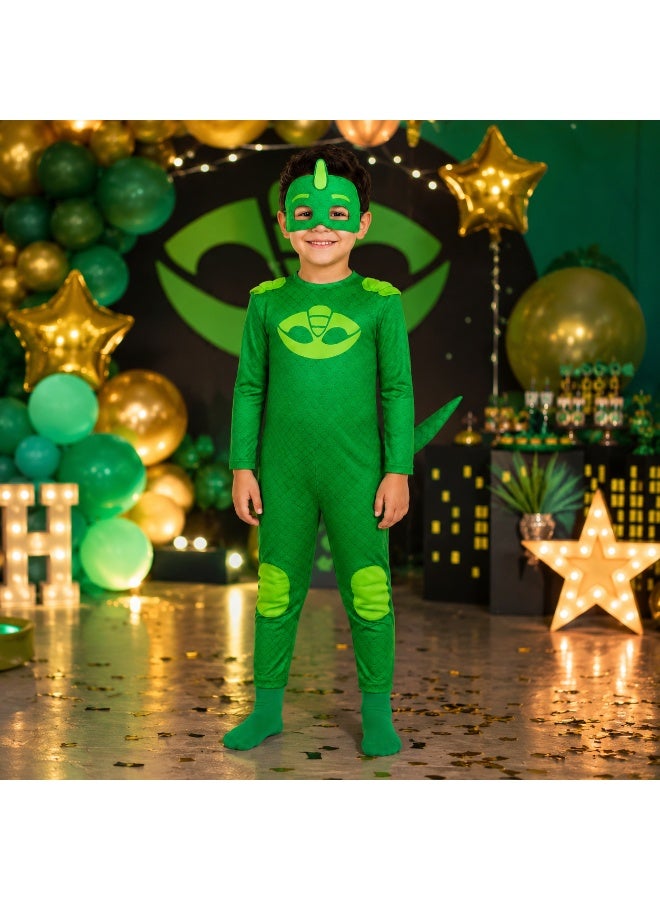 زي جيكو التنكري للأطفال من Joy Land – بدلة PJ Masks مع قناع – زي شخصيات كرتونية للحفلات والهالوين والتنكر - Image 2