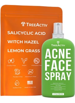 TreeActiv Acne Treatment Face Spray, 4 Fl Oz Facial Spray With Witch Hazel, Salicylic Acid Spray For Acne Prone And Oily Skin, Acne Spray For Hormonal, Severe Cystic Acne, Skin Clearing Toner, 1000 Sprays 