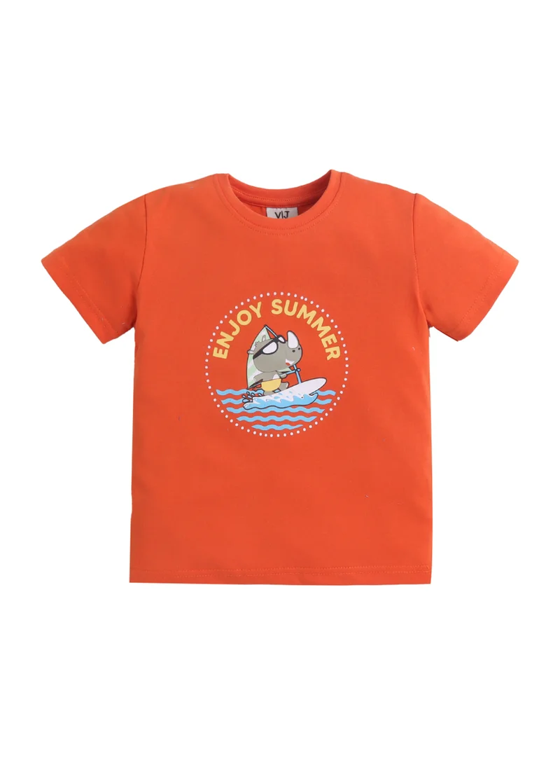 Victor And Jane  Boys “Enjoy Summer” Print Cotton Pajama Set – T-Shirt & Pajama Pants Nightwear for Men | Best Price UAE