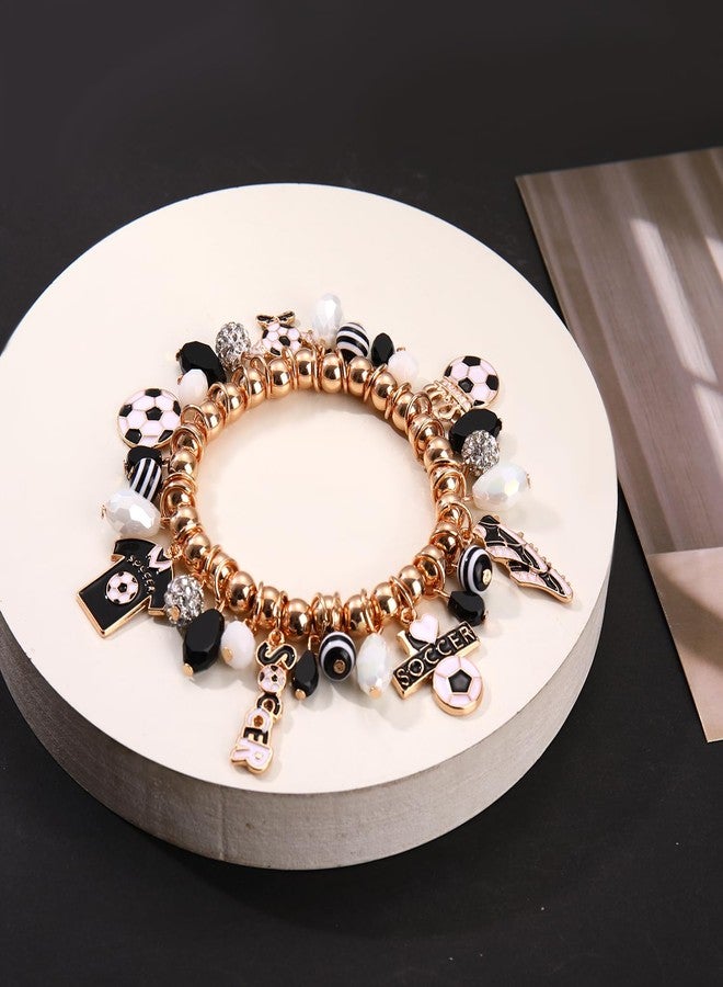 PHALIN Soccer Bracelet for Women Beaded Game Day Charm Bracelet Soccers Jewelry Accessories Outfits Soccer Gift for Women Mom Fans Party Favors - Image 5