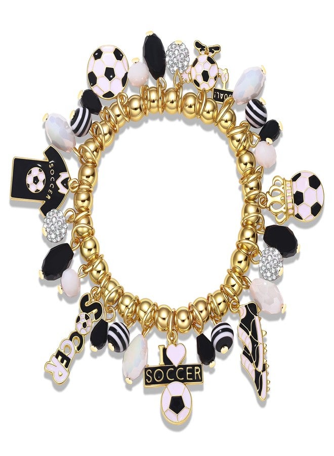 PHALIN Soccer Bracelet for Women Beaded Game Day Charm Bracelet Soccers Jewelry Accessories Outfits Soccer Gift for Women Mom Fans Party Favors - Image 1