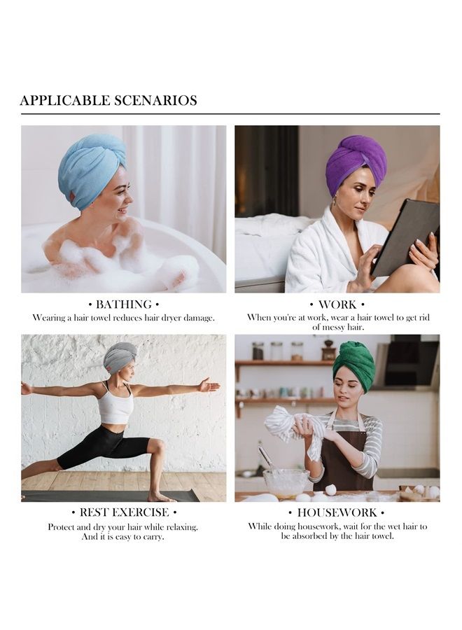 YoulerTex Microfiber Hair Towel Wrap for Women, 2 Pack 10 inch X 26 inch Super Absorbent Quick Dry Hair Turban for Drying Curly Long Thick Hair (Gray) - Image 5