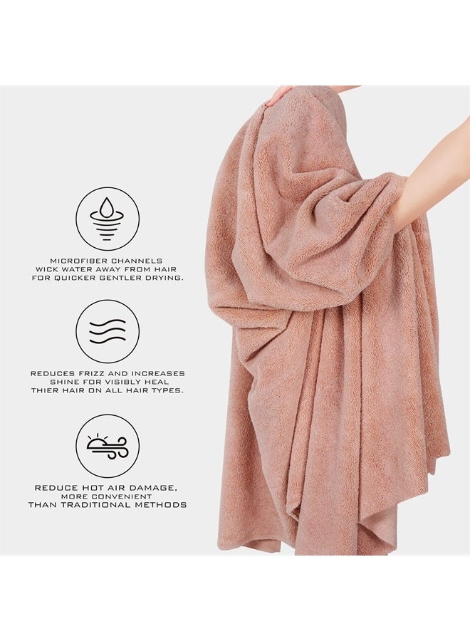 YoulerTex Microfiber Hair Towel Wrap for Women, 2 Pack 10 inch X 26 inch Super Absorbent Quick Dry Hair Turban for Drying Curly Long Thick Hair (Gray) - Image 3