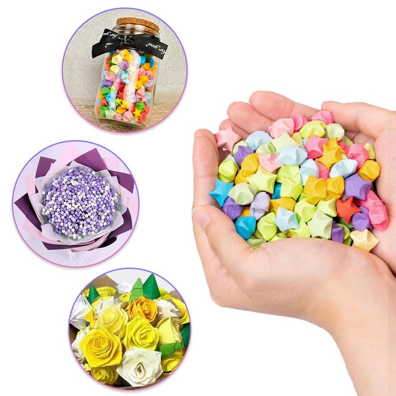 TRKETK 1080 Pieces Origami Paper Colorful Stars Rainbow Folding Paper Strips Origami Paper Strips Stars Lucky Charm for Crafts DIY Decoration - Image 5