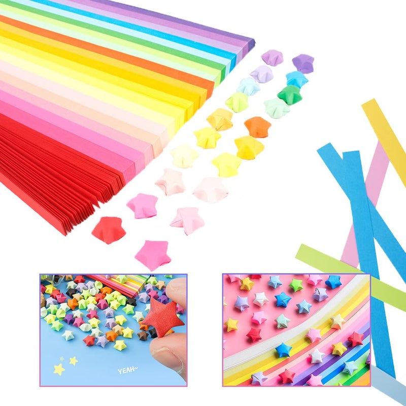 TRKETK 1080 Pieces Origami Paper Colorful Stars Rainbow Folding Paper Strips Origami Paper Strips Stars Lucky Charm for Crafts DIY Decoration - Image 4