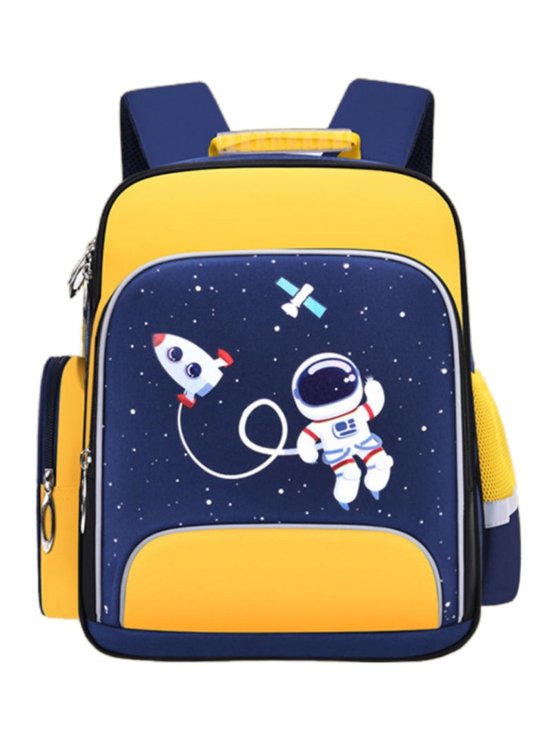 NOVOLAN Children School Bags, Cute Space Theme Waterproof Backpack for Boys and Girls, Large Capacity 42x32x18cm, Ergonomic S-Shape Breathable Shoulder Straps, Reflective Safety Strips (yellow) - Image 1