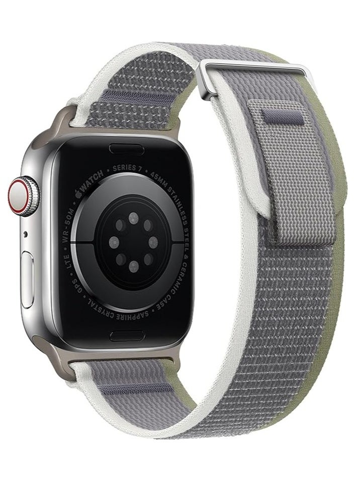ten.tech - Tin Tech with Apple Watch Series Ultra/Ultra 2 Band 49mm 45mm 44mm 42mm, Nylon Sports Trail loop Band for Apple Watch Ultra/SE 1/2/3/4/5/6/7/ 8, – Gray / green - Image 1