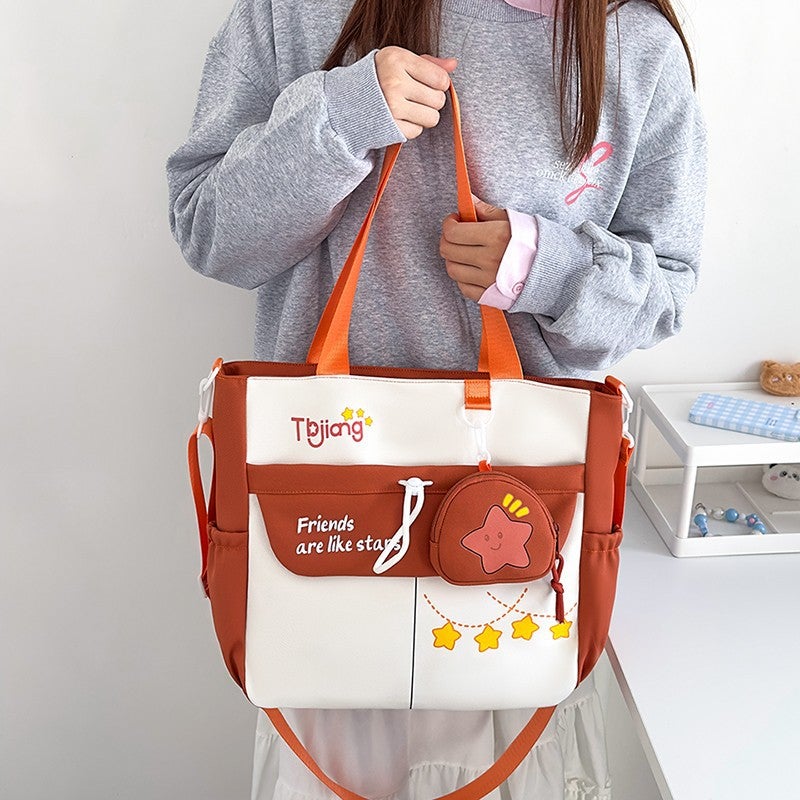 Student Bag Female Shoulder Bag Japanese Style Simple Large Capacity Satchel Book Bag Class Bag Student Tutoring Bag - Image 5