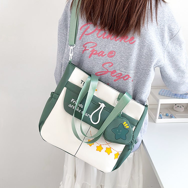 Student Bag Female Shoulder Bag Japanese Style Simple Large Capacity Satchel Book Bag Class Bag Student Tutoring Bag - Image 1