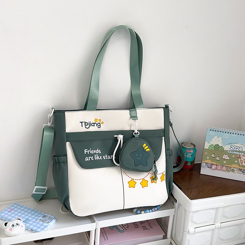 Student Bag Female Shoulder Bag Japanese Style Simple Large Capacity Satchel Book Bag Class Bag Student Tutoring Bag - Image 3