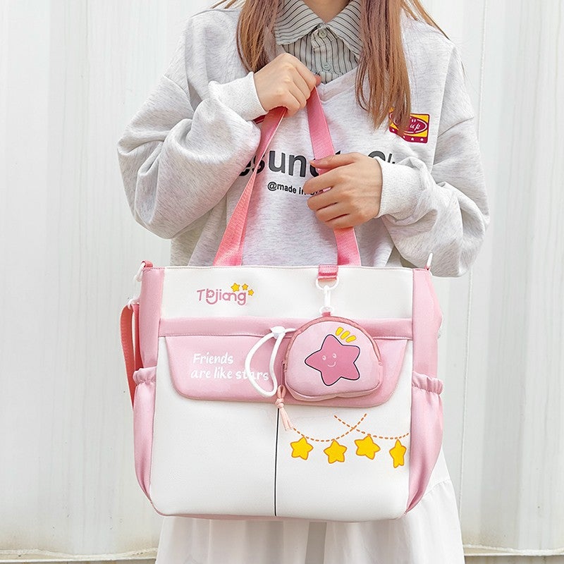 Student Bag Female Shoulder Bag Japanese Style Simple Large Capacity Satchel Book Bag Class Bag Student Tutoring Bag - Image 2