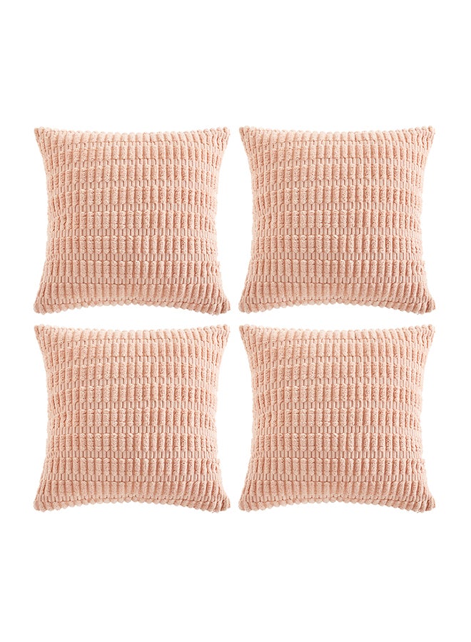 Fancy Homi Set of 4 Decorative Throw Pillow Covers for Couch, Bed & Sofa, Soft Plush Corduroy Pattern, Aesthetic & Modern Design - 45x45 cm - Blush Pink - Image 1
