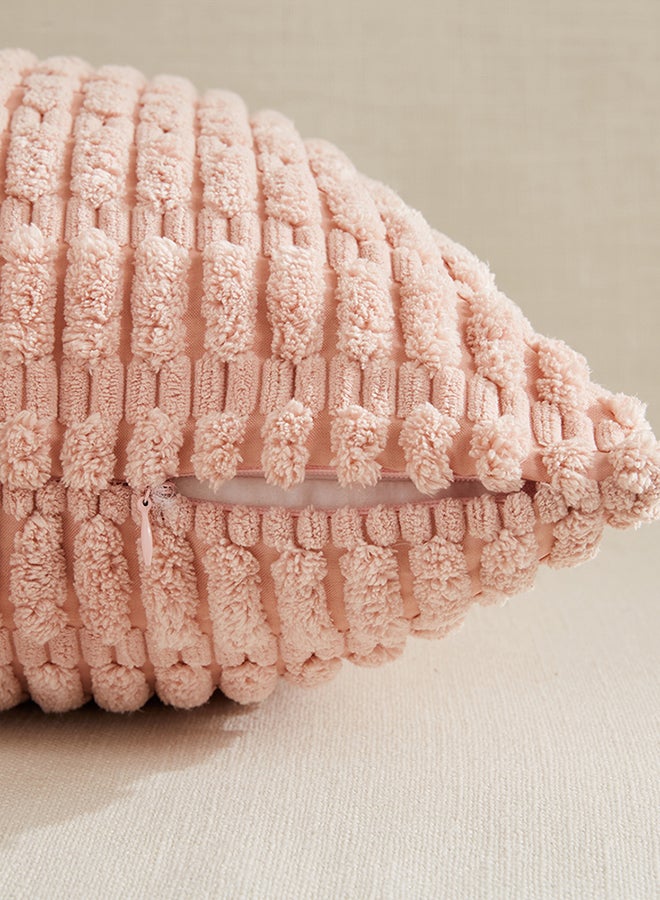 Fancy Homi Set of 4 Decorative Throw Pillow Covers for Couch, Bed & Sofa, Soft Plush Corduroy Pattern, Aesthetic & Modern Design - 45x45 cm - Blush Pink - Image 4