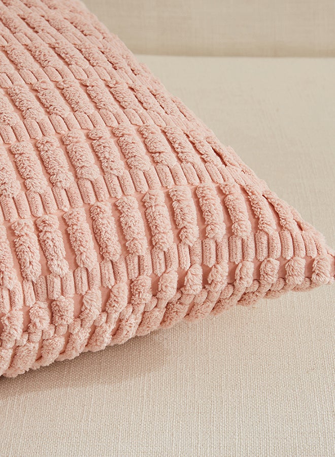 Fancy Homi Set of 4 Decorative Throw Pillow Covers for Couch, Bed & Sofa, Soft Plush Corduroy Pattern, Aesthetic & Modern Design - 45x45 cm - Blush Pink - Image 5