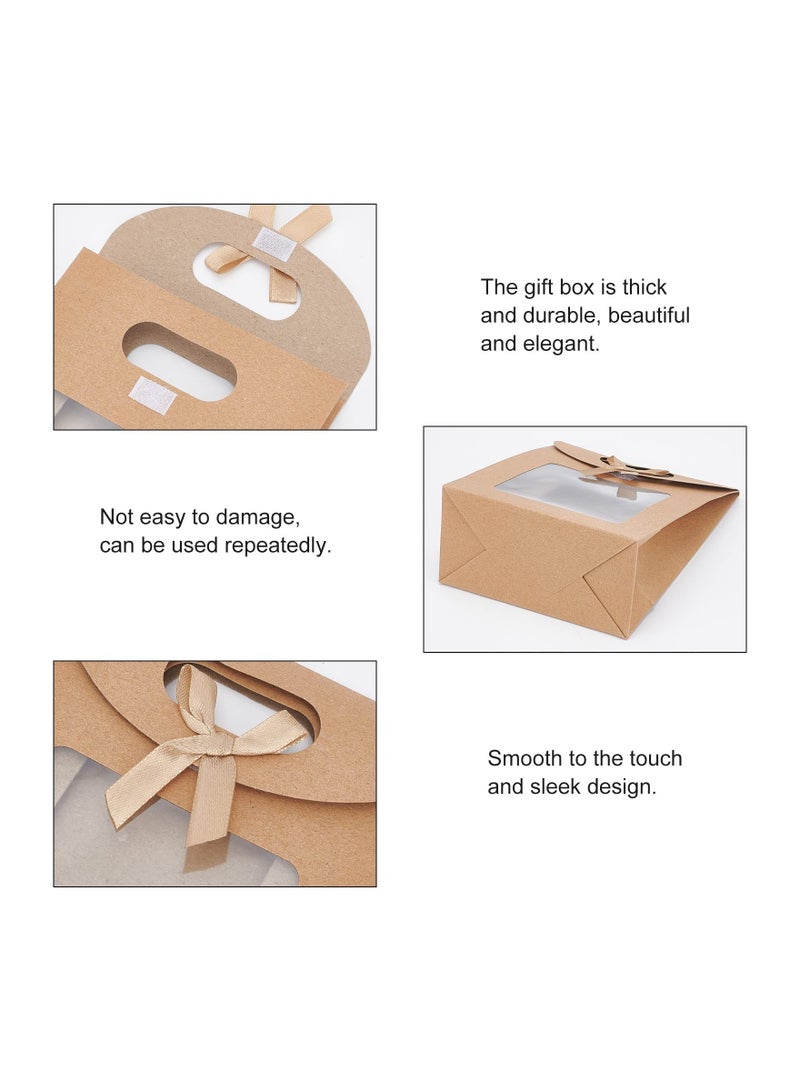 24 Pcs Brown Kraft Paper Bags with Clear Window Handle for Gifts Candy Cookies Retail Packaging Ideal for Weddings Parties - Image 5