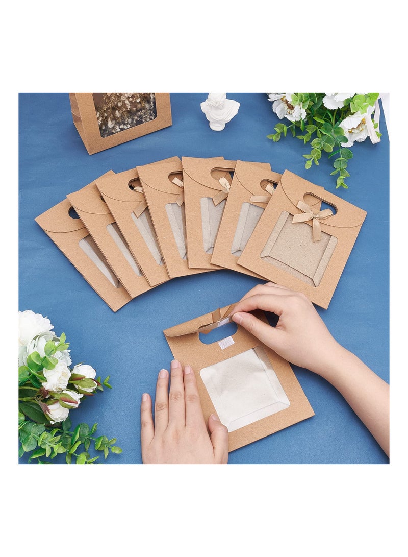 24 Pcs Brown Kraft Paper Bags with Clear Window Handle for Gifts Candy Cookies Retail Packaging Ideal for Weddings Parties - Image 3