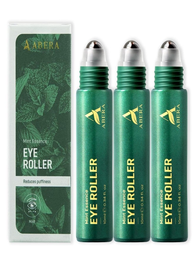 Abera Eye Roller Serum for Men - Eye Bags, Dark Circles & Puffiness Treatment - Mint Essence with Vitamin C & Peptides 0.34 fl oz 3 Box - Image 1