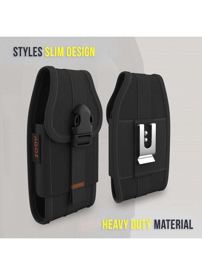 AGOZ Agoz Zebra TC77 TC70 Scanner Holster, Rugged Vertical Case Pouch for Zebra TC75x, TC75, TC70x, TC70,TC72, TC77, M60, MC67 Handheld Scanner Mobile Computer w/Metal Belt Clip Loop,Card Slot,Front Buckle  - Image 4