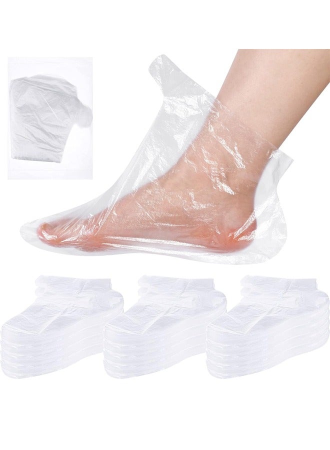 Beauenty 500 Piece Clear Plastic Disposable Booties with Sticker Paraffin Wax Foot Bath Liners Feet Protectors Covers Foot Spa Socks Thermal Therapy Feet Covers Bags - Image 1