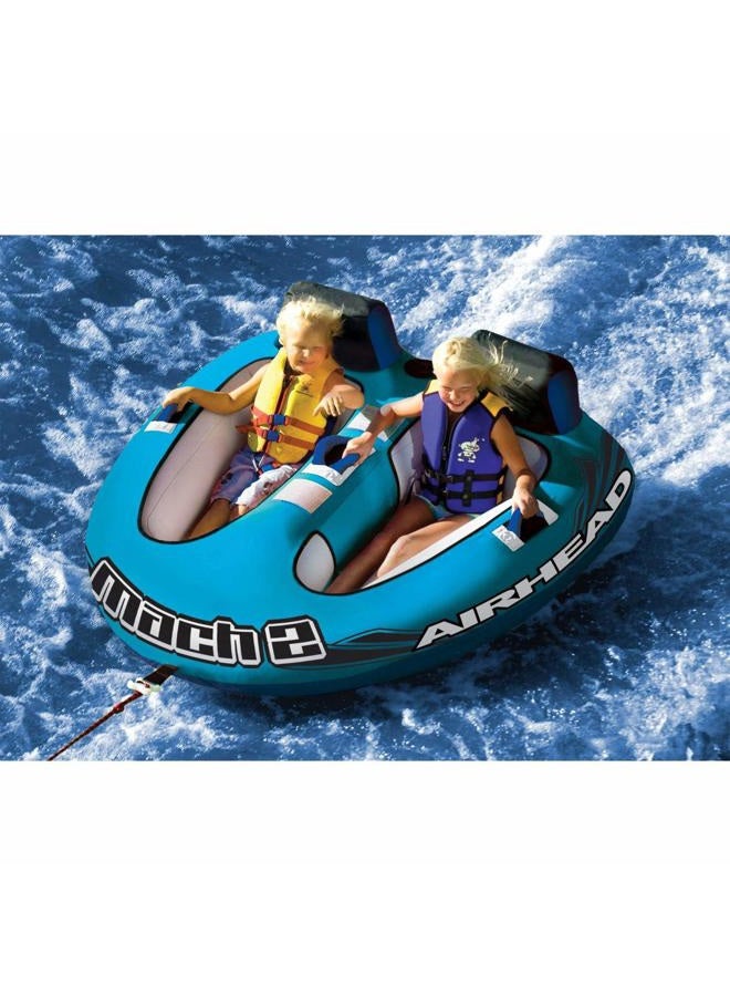 Airhead Mach 2 | 1-2 Rider Towable Tube for Boating, Blue, One Size - Image 4
