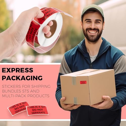 TK Thermal King, 2 Rolls/1000 Labels, 1" x 2" This is a Set Do Not Separate Labels, Red Self-Adhesive Packing Stickers for Shipping Bundle Sets (500 Labels/Roll) - Image 5
