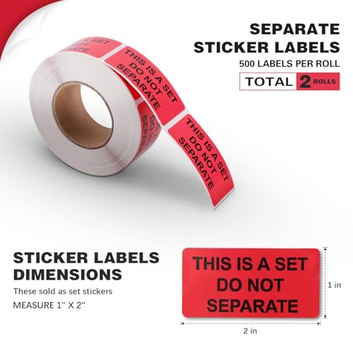 TK Thermal King, 2 Rolls/1000 Labels, 1" x 2" This is a Set Do Not Separate Labels, Red Self-Adhesive Packing Stickers for Shipping Bundle Sets (500 Labels/Roll) - Image 2