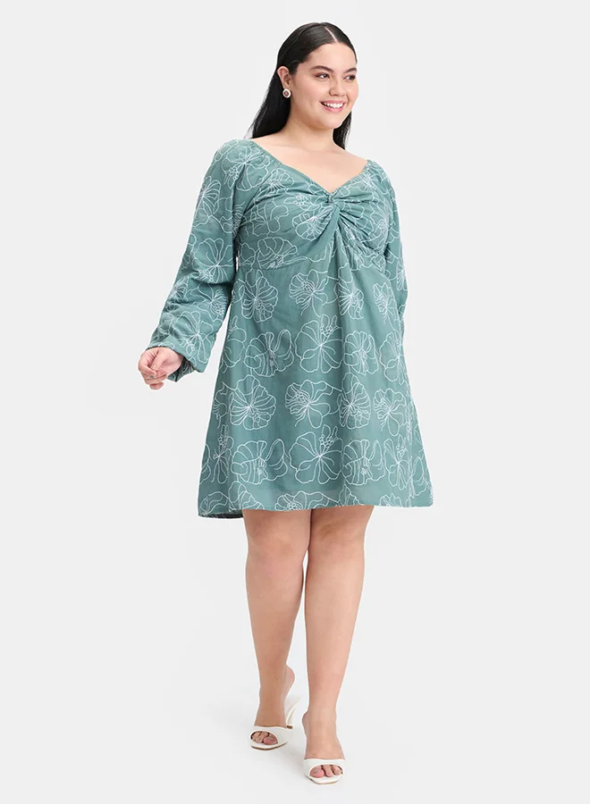 Virgio VIRGIO 100% Cotton Embroidered Mini Dress