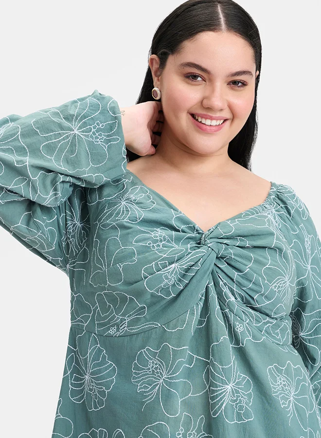Virgio VIRGIO 100% Cotton Embroidered Mini Dress