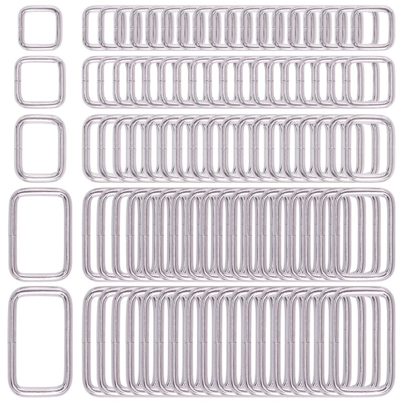 Swpeet 100 Pcs Assorted Metal Rectangle Ring Webbing Belts Buckle for for Belt Bags DIY Accessories 13mm 15mm 20mm 25mm 35mm