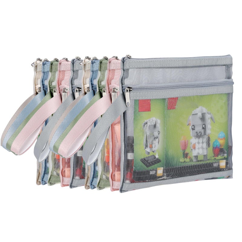 TrueLux 10 Pack Colored Mesh Zipper Pouch Bags, Double-Layer Nylon Building Block Sets Toy Storage & Organization, Breathable See Through A5 Zipper Pouch with Handle for Activity Games - Image 1
