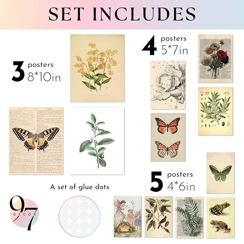 97 Decor Cottagecore Wall Decor - Vintage Fairycore Decorations, Boho Fairy Room Fantasy Prints, Nature Earthy Posters For Room Aesthetic, Mushroom Cottage Core Wall Art For Dorm Bedroom (unframed) - Image 2