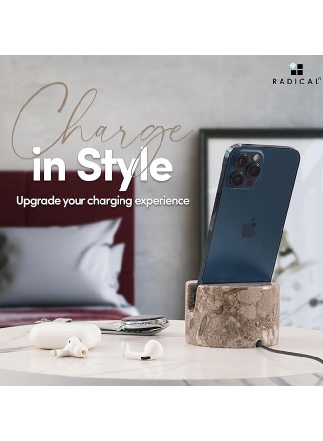 راديكالن حامل هاتف من الرخام المحيطي | حامل يدوي الصنع للهواتف المحمولة وأجهزة iPhone مقاس 3.5 بوصة لمكتب العمل - Image 4