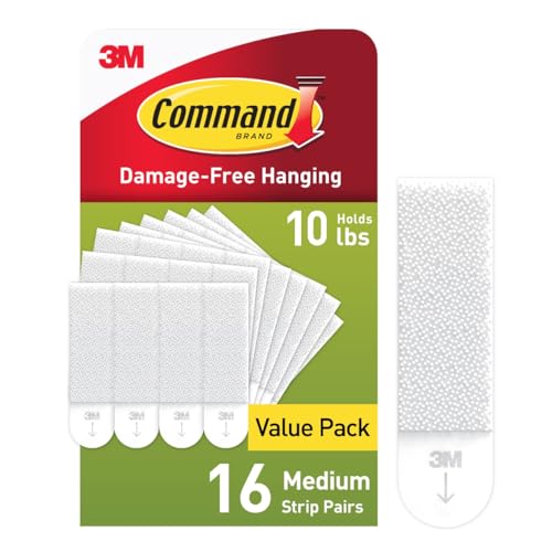 Command 10 lb Medium Picture Hanging Strips 16 Pairs (32 Command Strips), Damage-Free Hanging Picture Hangers, No Tools Wall Hanger for Christmas Decorations - Image 1